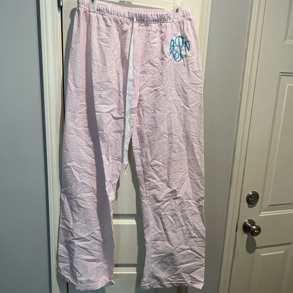 Monogram seersucker sleep pants